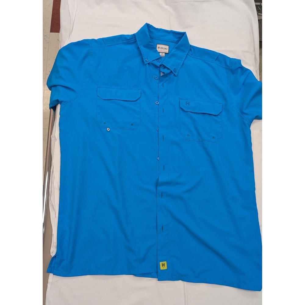 HEYBO Outdoors Fishing Shirt Men's Medium Blue Vented Performance Button Front